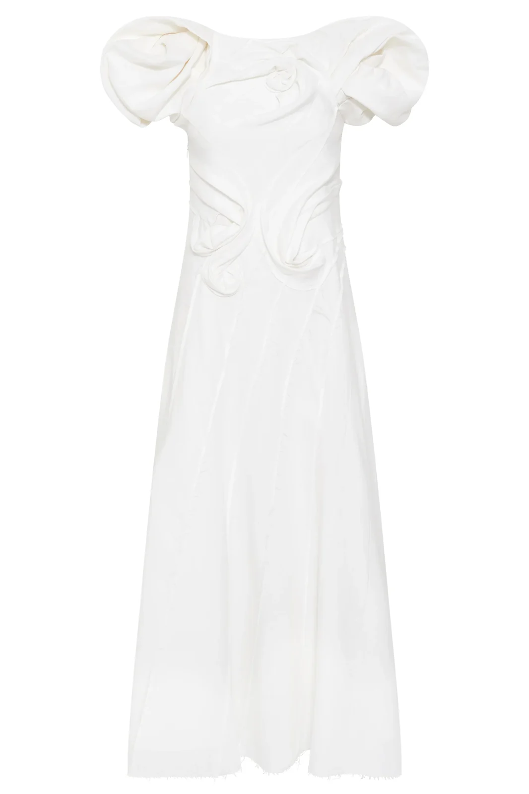 Navi Puff Sleeve Maxi Dress in Ivory Aloe Linen