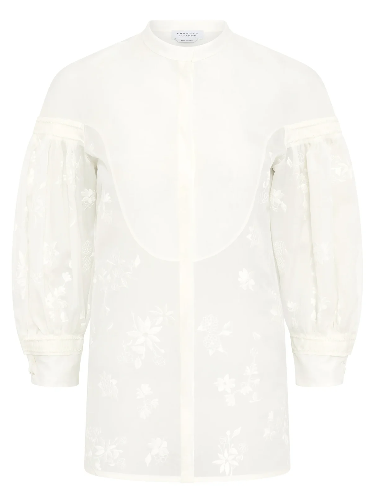 Sofia Mia's Flowers Blouse in Ivory Embroidered Silk Organza Sofia Mia's Flowers Blouse in Ivory Embroidered Silk Organza