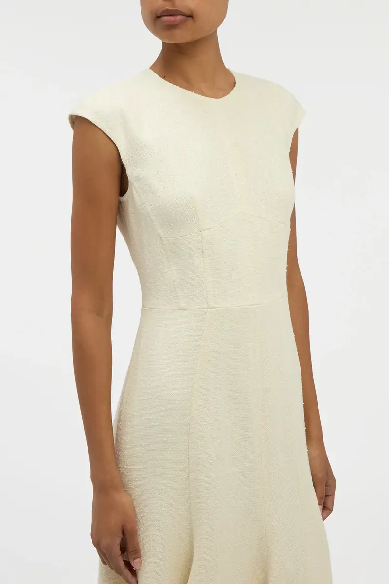 Gabriela Hearst Crowther Midi Dress in Ivory Virgin Wool Silk Slub | Thumbnail 5 Gabriela Hearst Crowther Midi Dress in Ivory Virgin Wool Silk Slub | Thumbnail 5