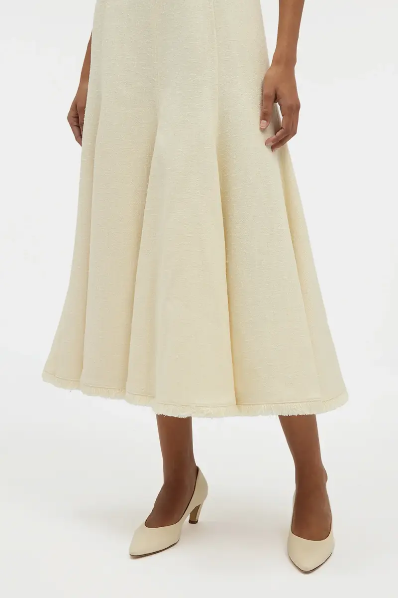 Gabriela Hearst Crowther Midi Dress in Ivory Virgin Wool Silk Slub | Thumbnail 6 Gabriela Hearst Crowther Midi Dress in Ivory Virgin Wool Silk Slub | Thumbnail 6