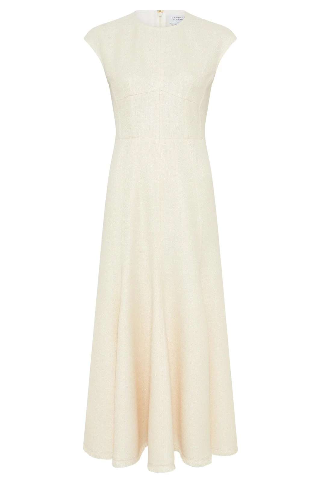 Gabriela Hearst Crowther Midi Dress in Ivory Virgin Wool Silk Slub