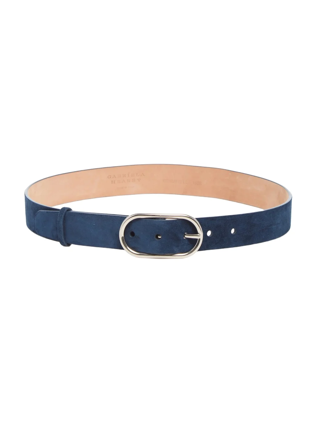 Gabriela Hearst Link Buckle Belt in Navy Suede