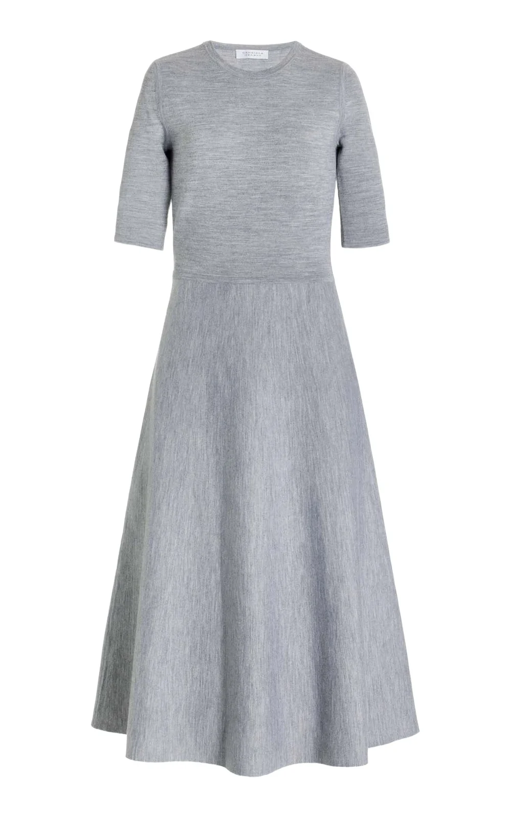 Gabriela Hearst Seymore Knit Midi Dress in Heather Grey Merino Wool Cashmere