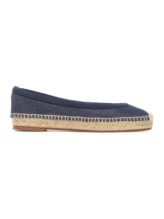 Gabriela Hearst Chariot Espadrille in Recycled Cotton Linen Denim & Suede