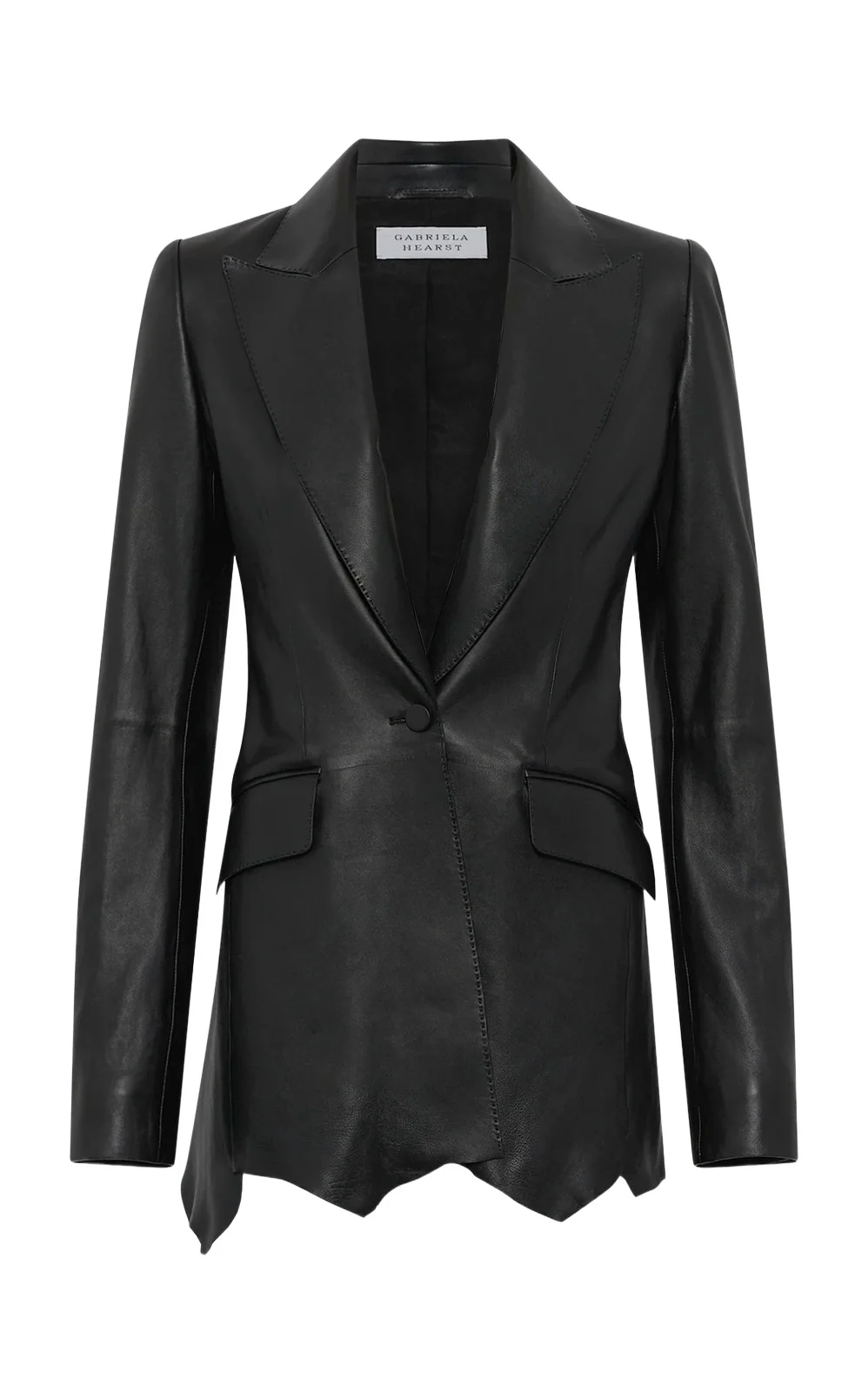 Gabriela Hearst Sybel Raw Cut Blazer in Black Soft Leather