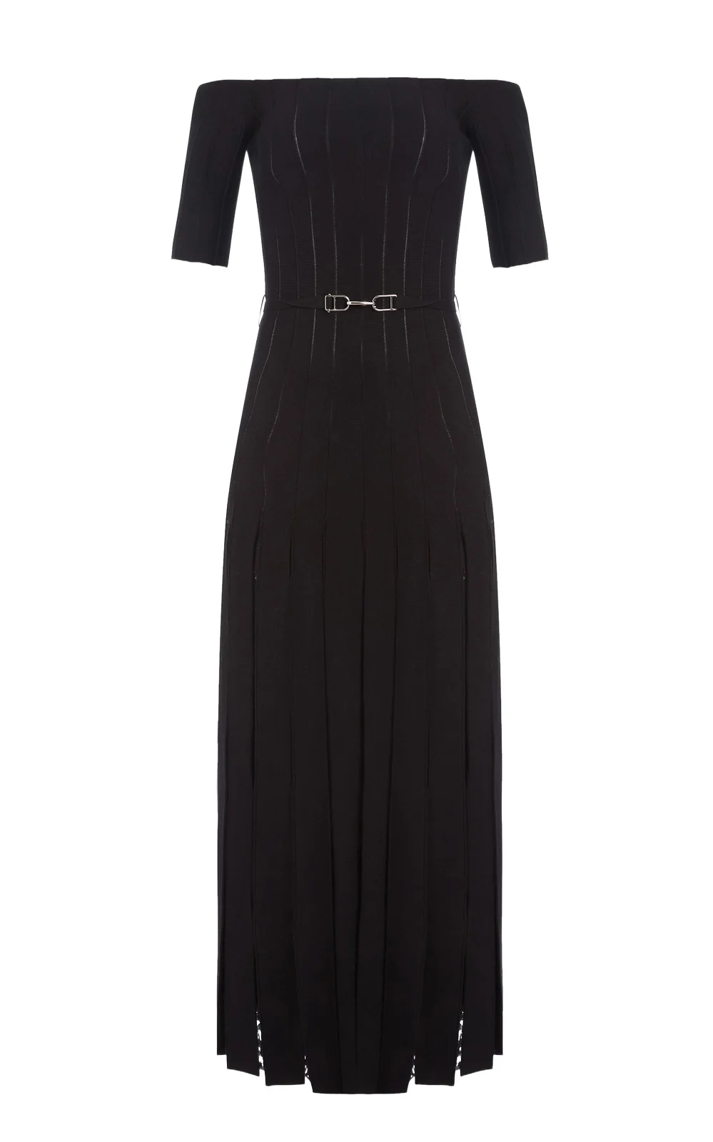 Kurt Knit Pleated Maxi Dress in Black Merino Wool Kurt Knit Pleated Maxi Dress in Black Merino Wool