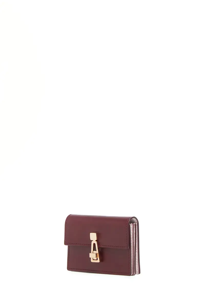 Gabriela Hearst Concertina Card Wallet in Bordeaux & Pink Leather | Thumbnail 2