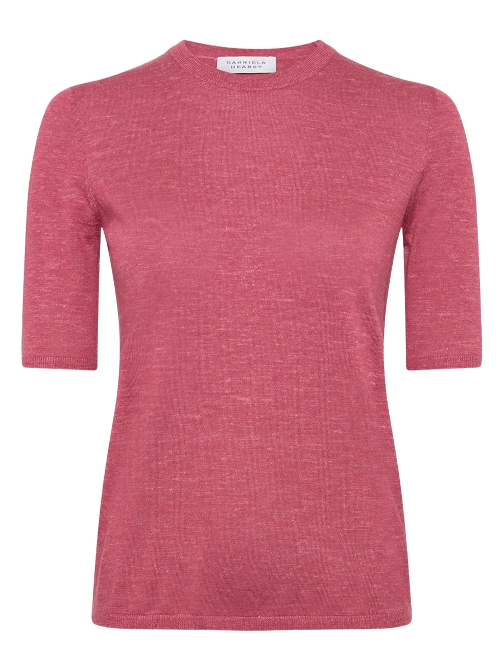 Gabriela Hearst Chryse Knit T-Shirt in Fuchsia Cashmere Silk with Hemp