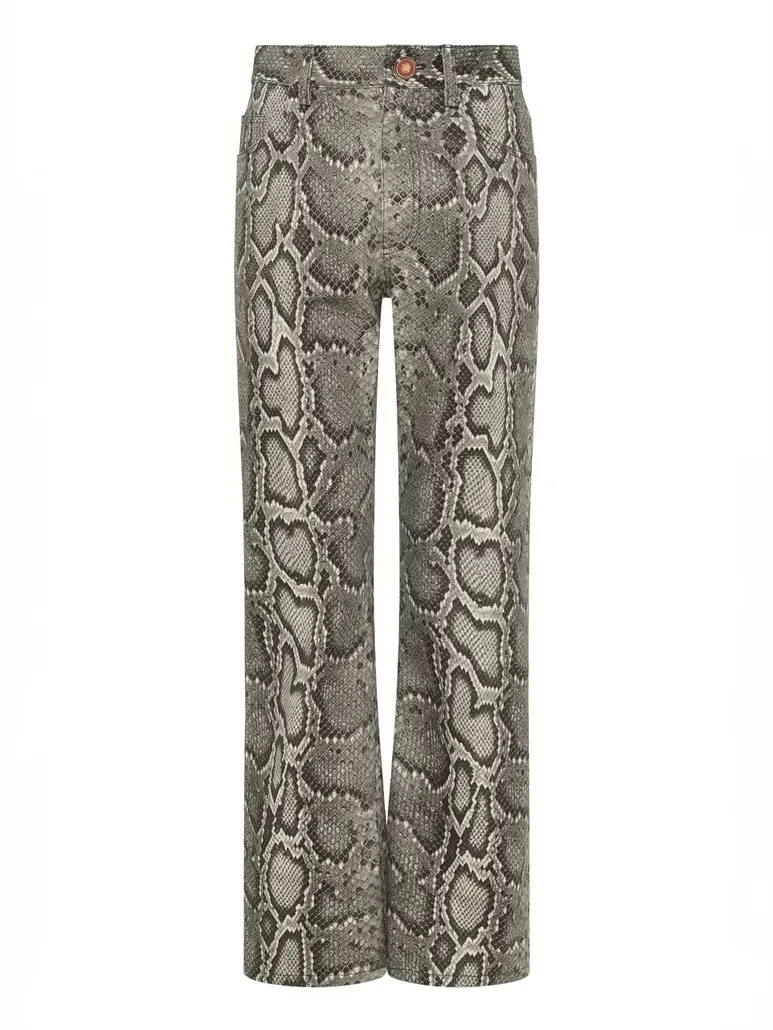 Gabriela Hearst Ezra Bootcut Cropped Jean in Greyscale Recycled Printed Cotton Denim
