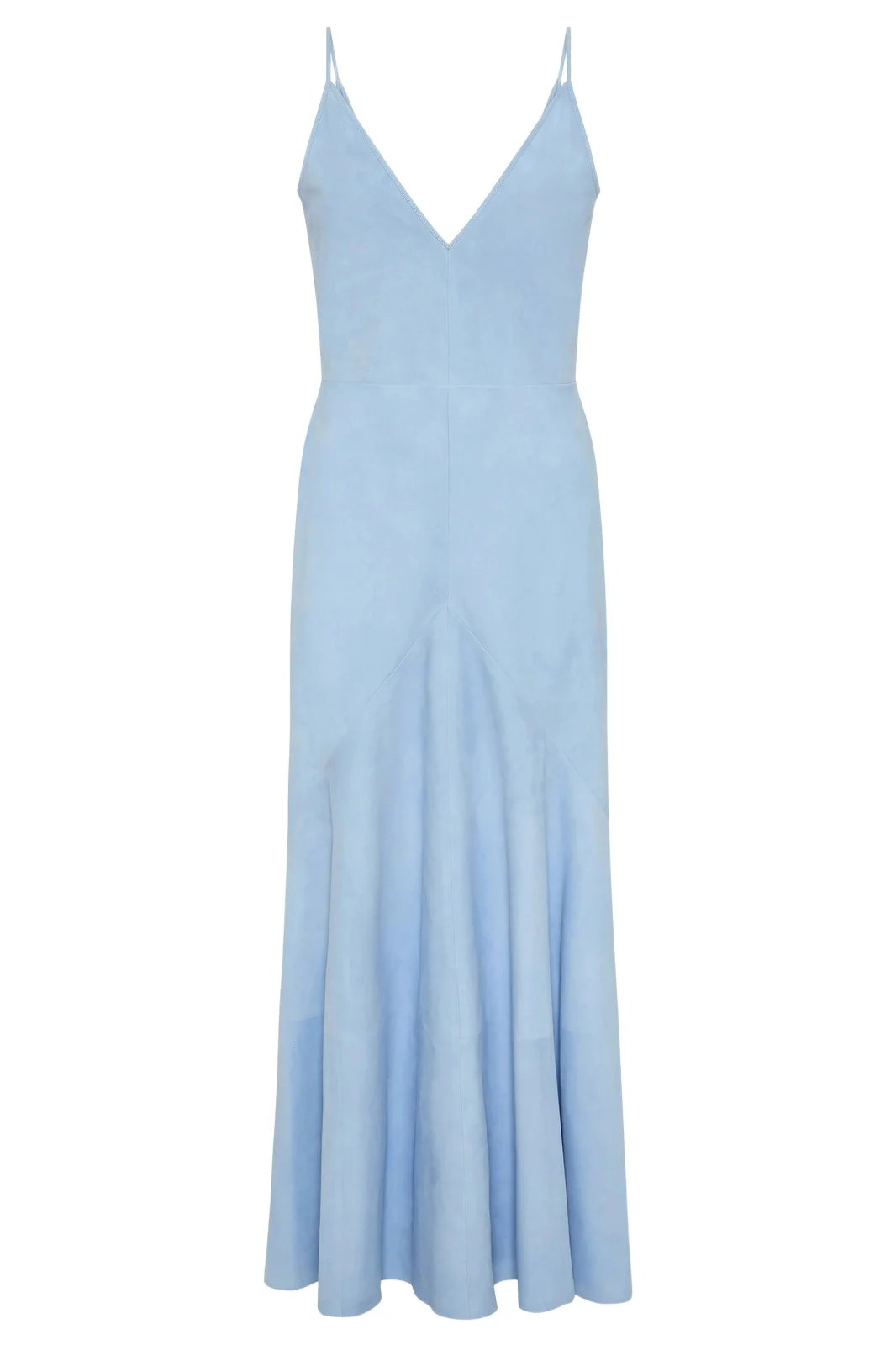 Gabriela Hearst Brigita Slip Maxi Dress in Light Blue Suede