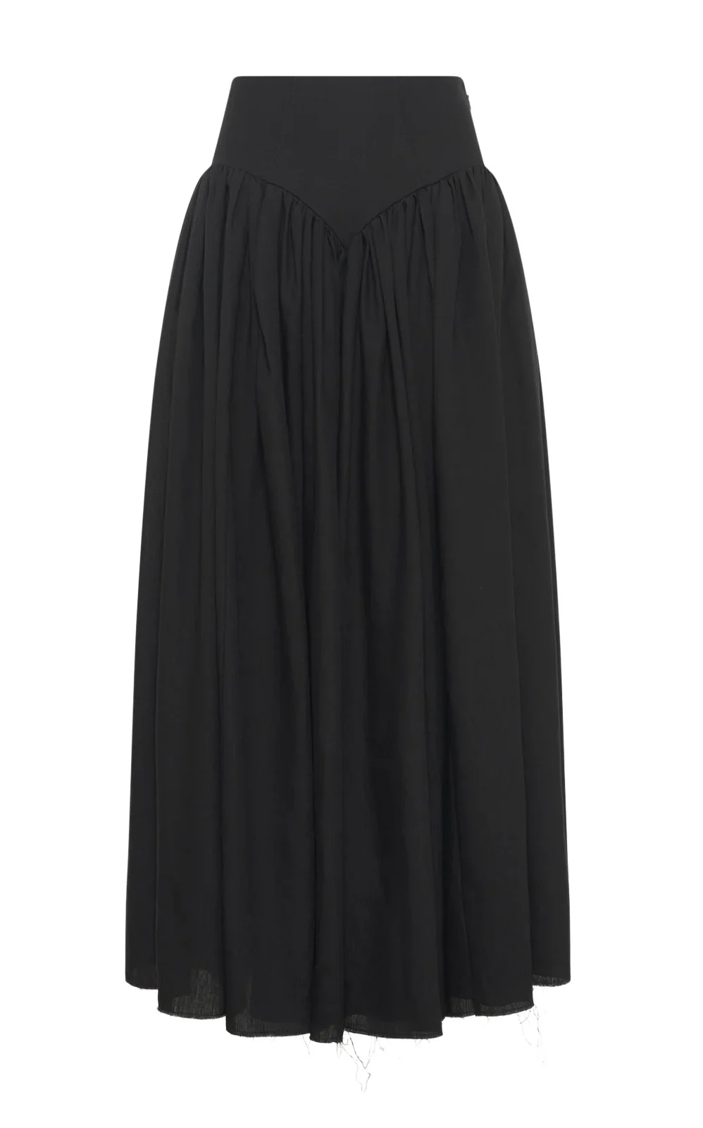 Gabriela Hearst Juniper Maxi Pleated Skirt in Black Aloe Linen