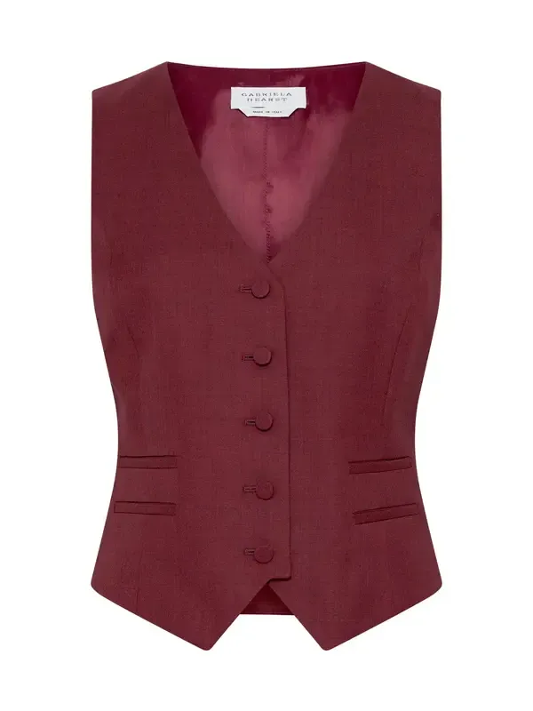 Coleridge Vest in Bordeaux Wool Silk