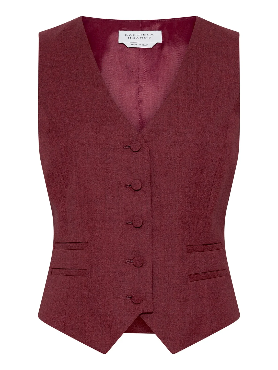 Gabriela Hearst Coleridge Vest in Bordeaux Wool Silk