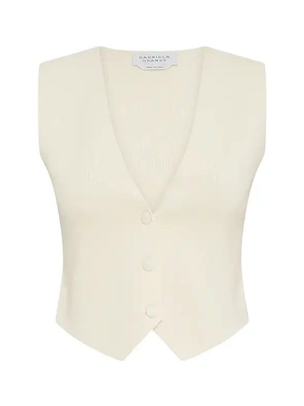 Enso Knit Vest in Off White Merino Wool Cashmere Enso Knit Vest in Off White Merino Wool Cashmere