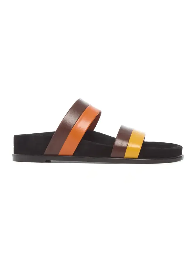 Gabriela Hearst Low Striker Flat Sandal in Burnt Sienna Multi Leather