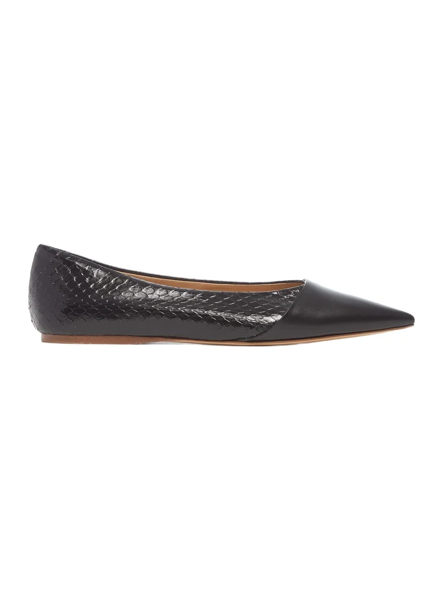 Empress Ballerina Flat Shoe in Black Snakeskin & Leather Empress Ballerina Flat Shoe in Black Snakeskin & Leather