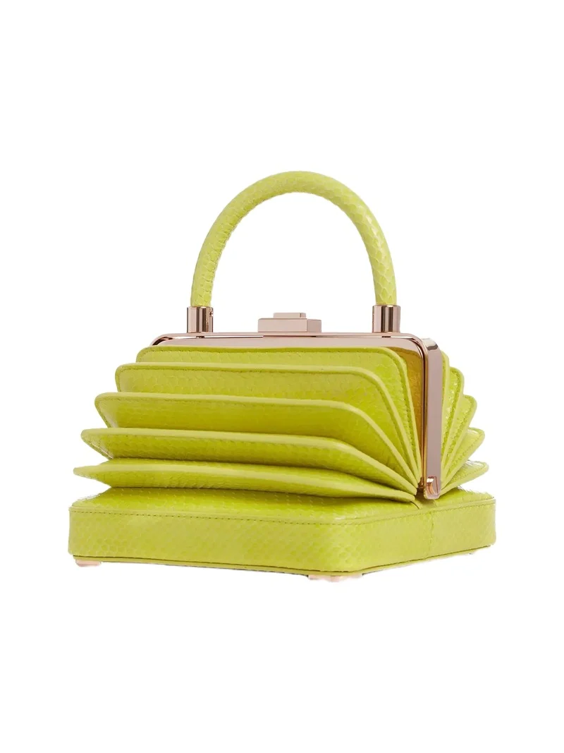 Gabriela Hearst Small Diana Bag in Lime Adamite Snakeskin