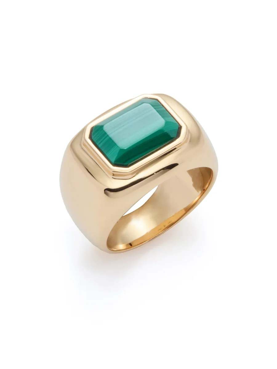 Large Ring in 18K Yellow Gold & Malachite Stone Large Ring in 18K Yellow Gold & Malachite Stone