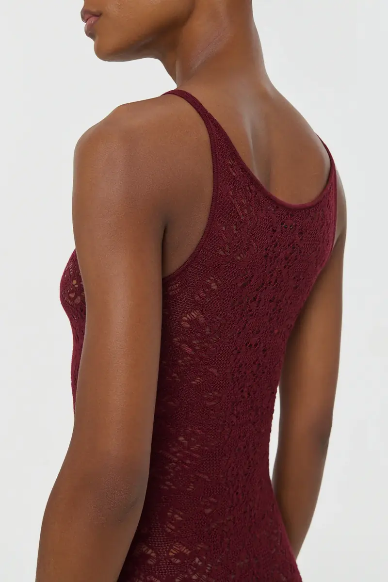 Gabriela Hearst Meridian Lace Knit Maxi Dress in Bordeaux Merino Wool with Lining | Thumbnail 7