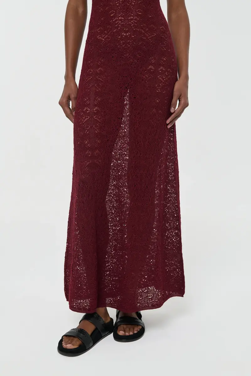 Gabriela Hearst Meridian Lace Knit Maxi Dress in Bordeaux Merino Wool with Lining | Thumbnail 8