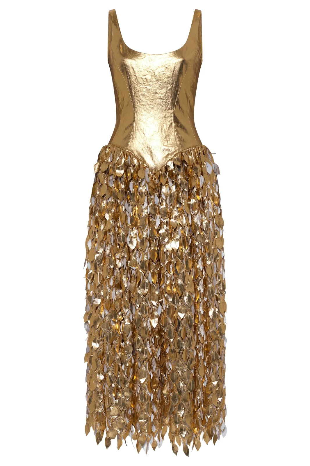 Gabriela Hearst Isai Maxi Dress in Metallic Gold Linen Twill