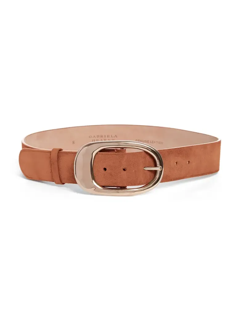 Gabriela Hearst Lozewce Belt in Cognac Suede
