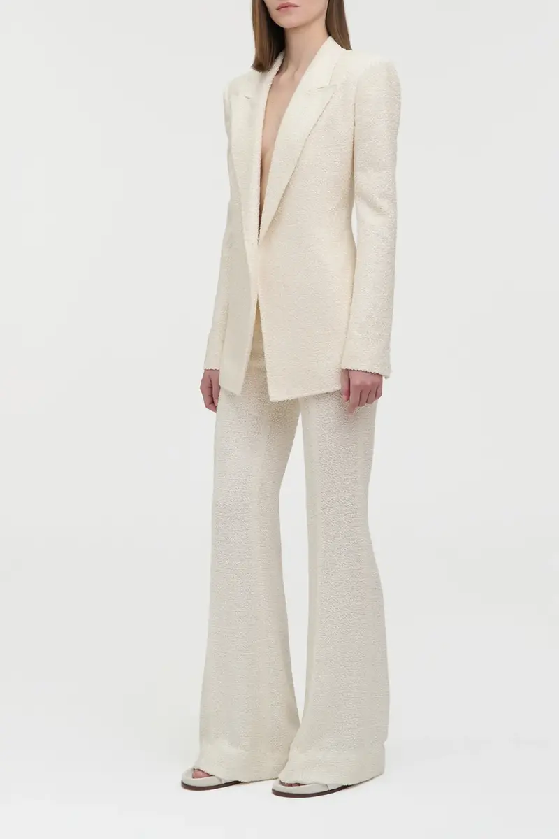 Gabriela Hearst Rhein Flare Pant in Ivory Silk Boucle | Thumbnail 3 Gabriela Hearst Rhein Flare Pant in Ivory Silk Boucle | Thumbnail 3