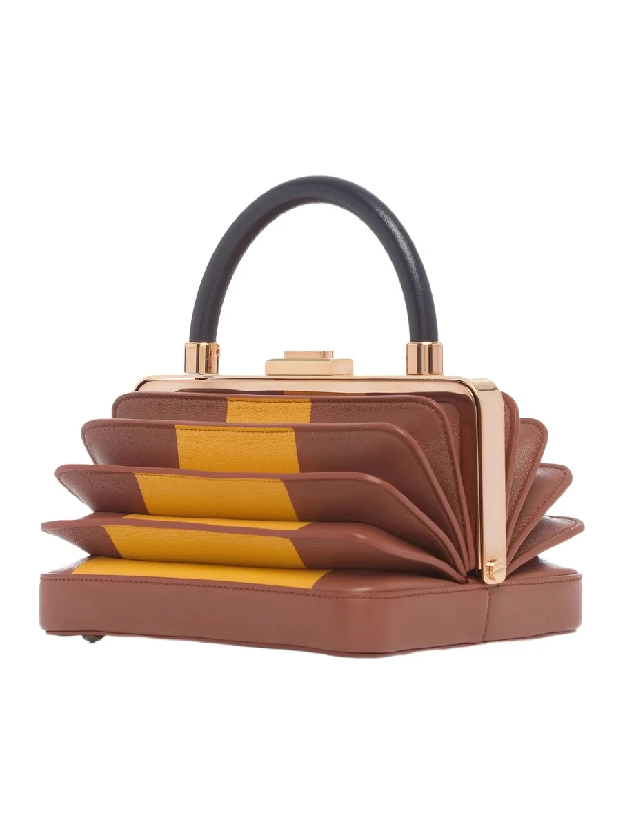 Gabriela Hearst Diana Bag in Cognac, Yellow & Navy Nappa Leather