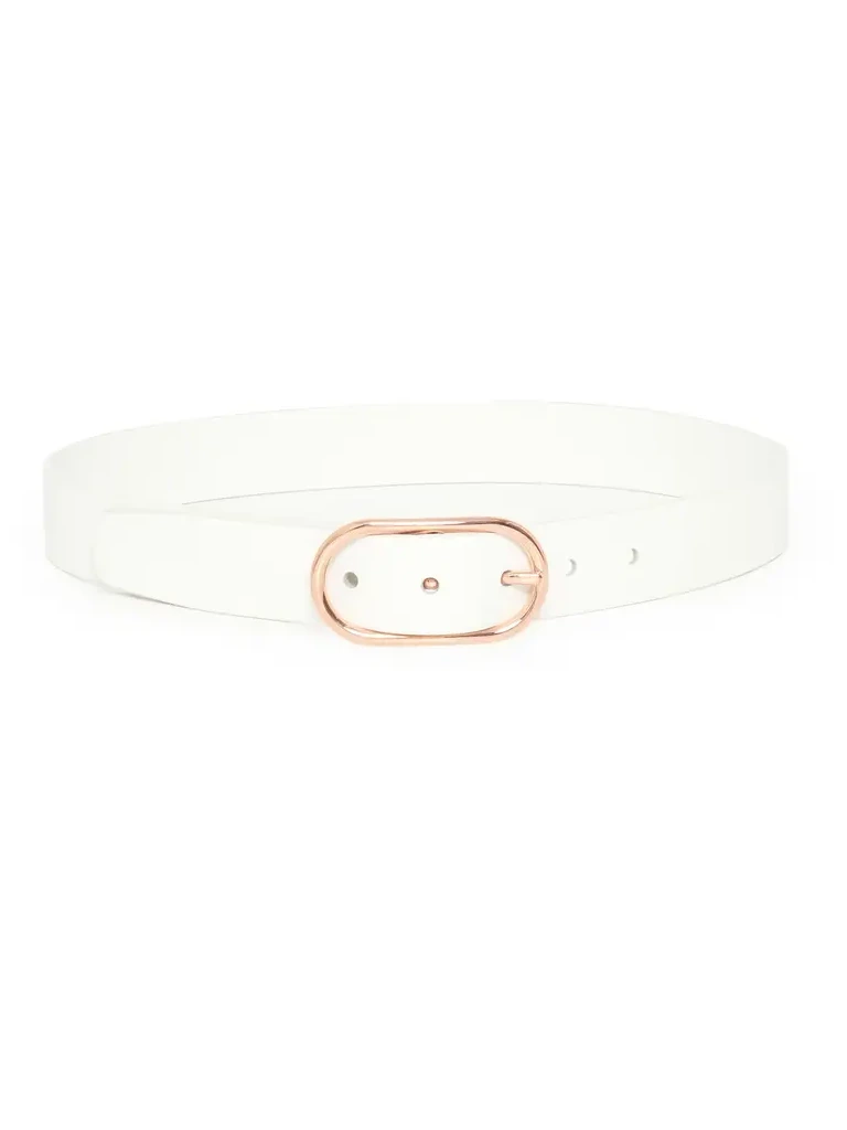 Link Buckle Belt in Ivory Leather Link Buckle Belt in Ivory Leather