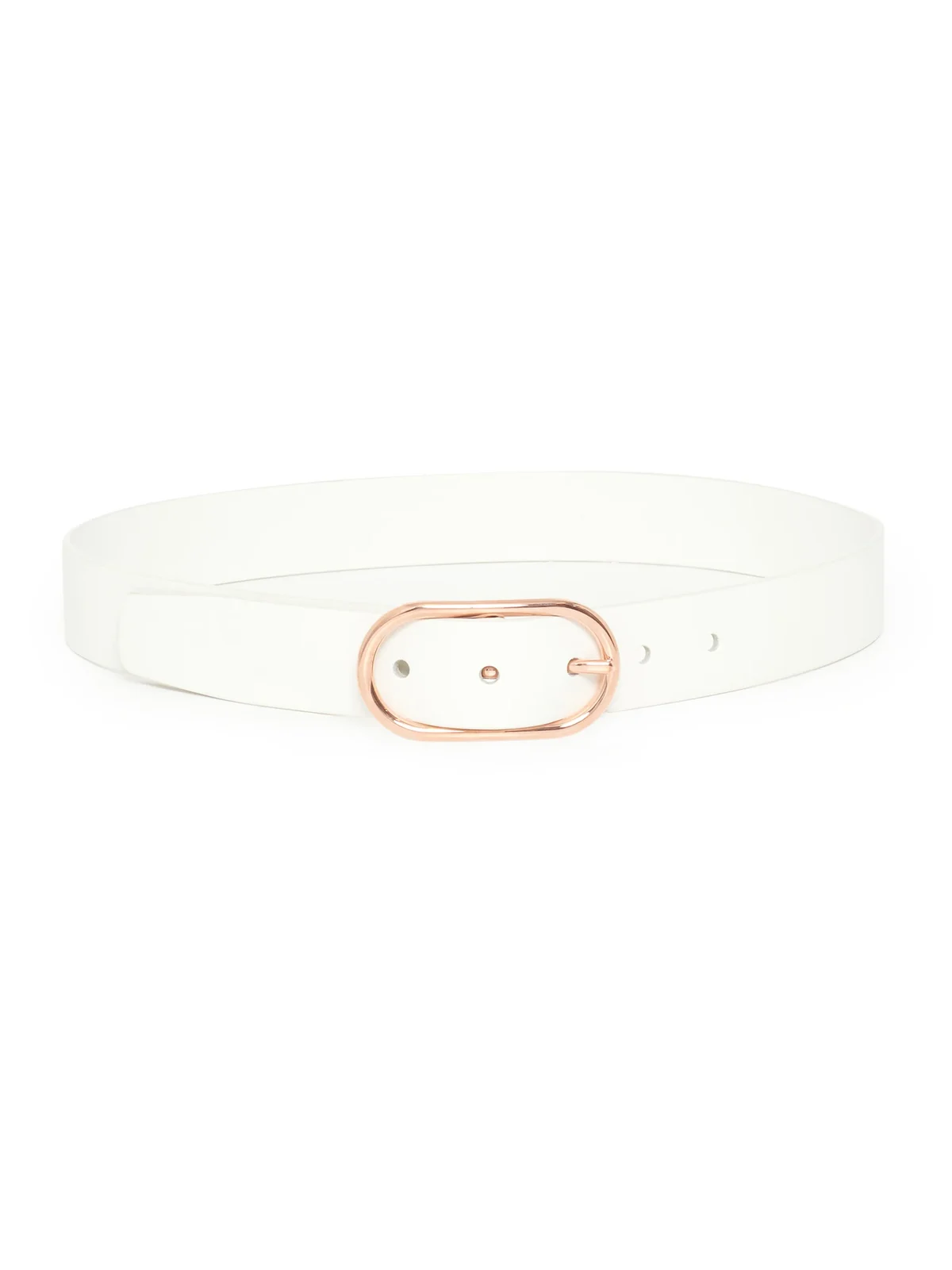 Link Buckle Belt in Ivory Leather Link Buckle Belt in Ivory Leather