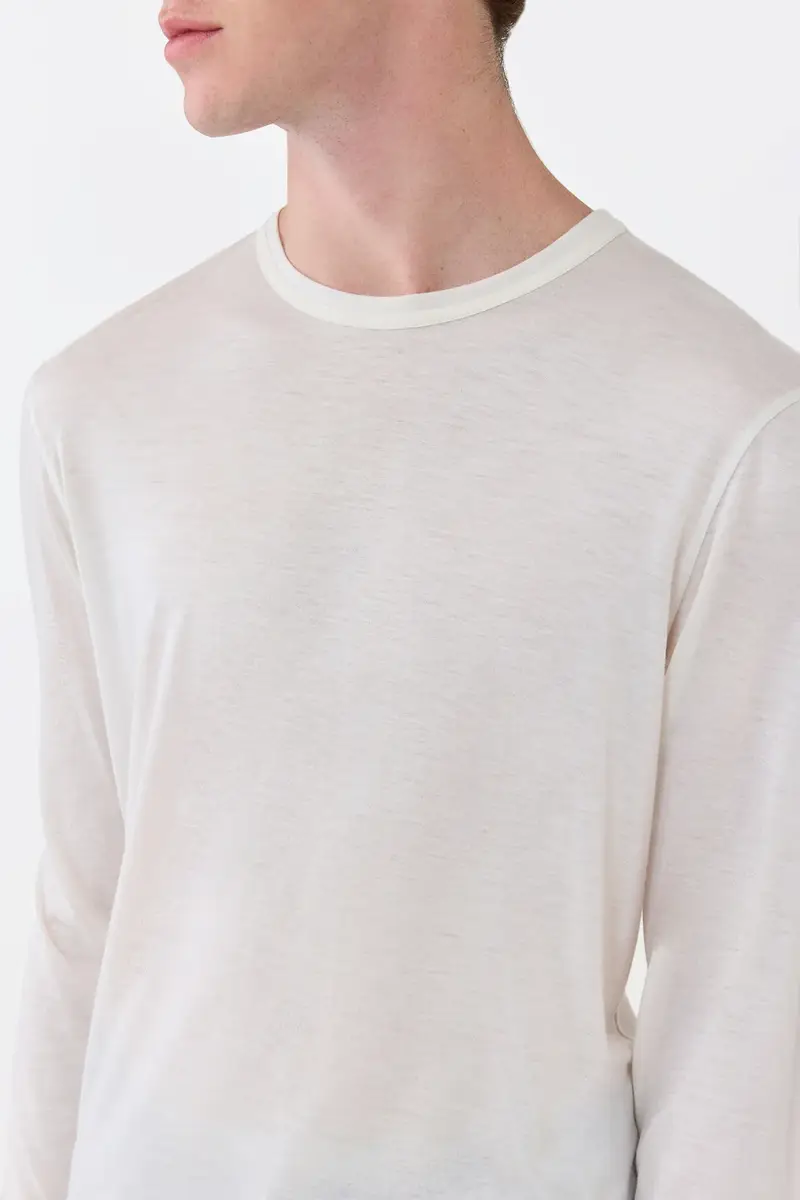 Gabriela Hearst Owen Long Sleeve T-Shirt in Ivory Cashmere Jersey | Thumbnail 5 Gabriela Hearst Owen Long Sleeve T-Shirt in Ivory Cashmere Jersey | Thumbnail 5