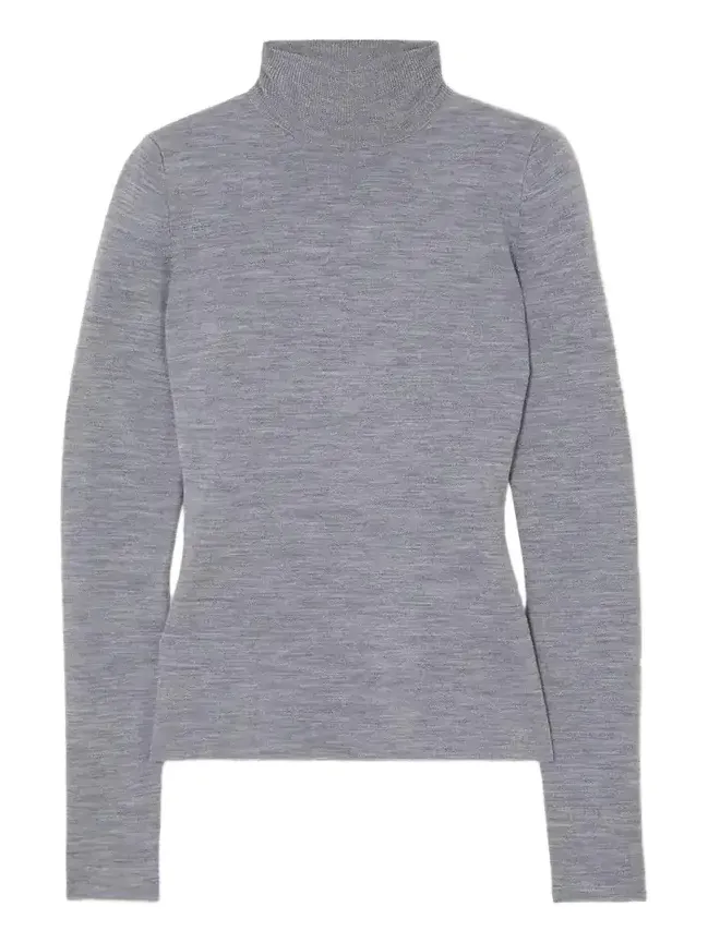 Gabriela Hearst May Knit Turtleneck in Heather Grey Merino Wool Cashmere