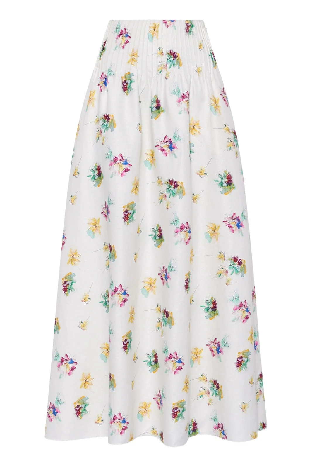 Penelope Mia's Flowers Maxi Skirt in Ivory Muli Printed Linen Twill Penelope Mia's Flowers Maxi Skirt in Ivory Muli Printed Linen Twill