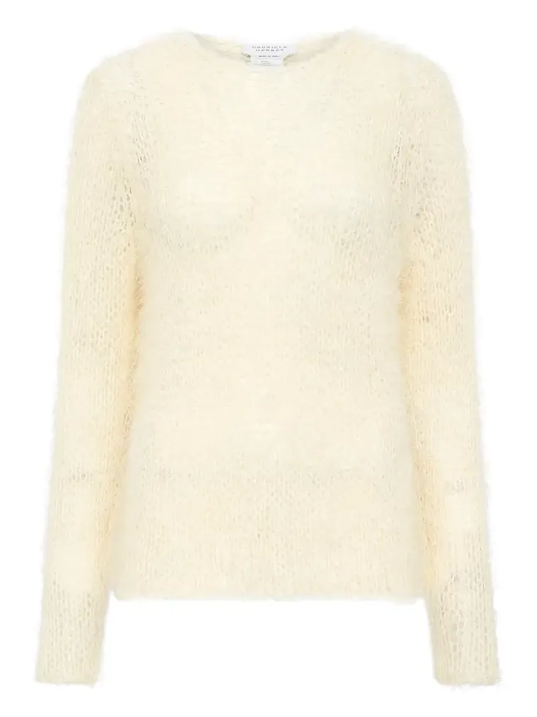 Zoharin Knit Sweater in Off White Silk Cashmere Zoharin Knit Sweater in Off White Silk Cashmere