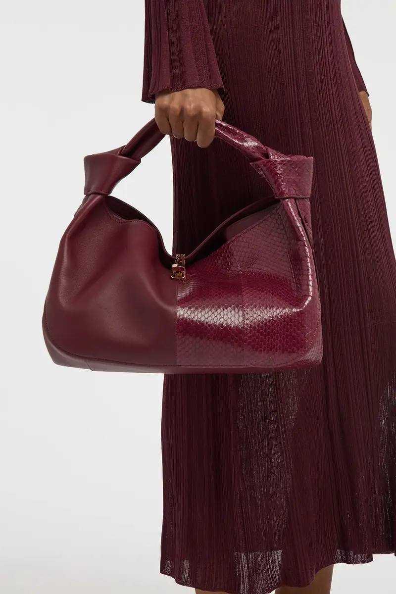 Gabriela Hearst Small Antonia Bag in Bordeaux Nappa Leather & Snakeskin | Thumbnail 6