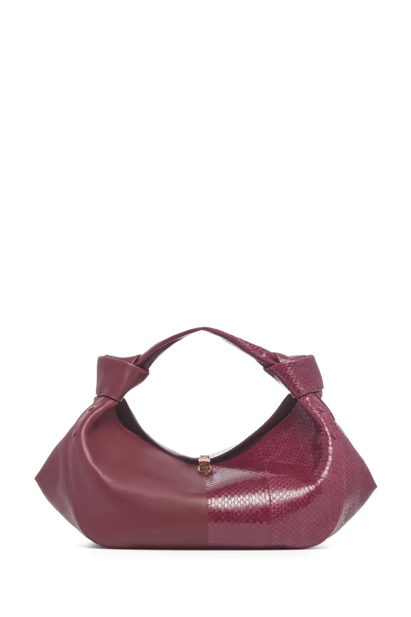 Small Antonia Bag in Bordeaux Nappa Leather & Snakeskin Small Antonia Bag in Bordeaux Nappa Leather & Snakeskin