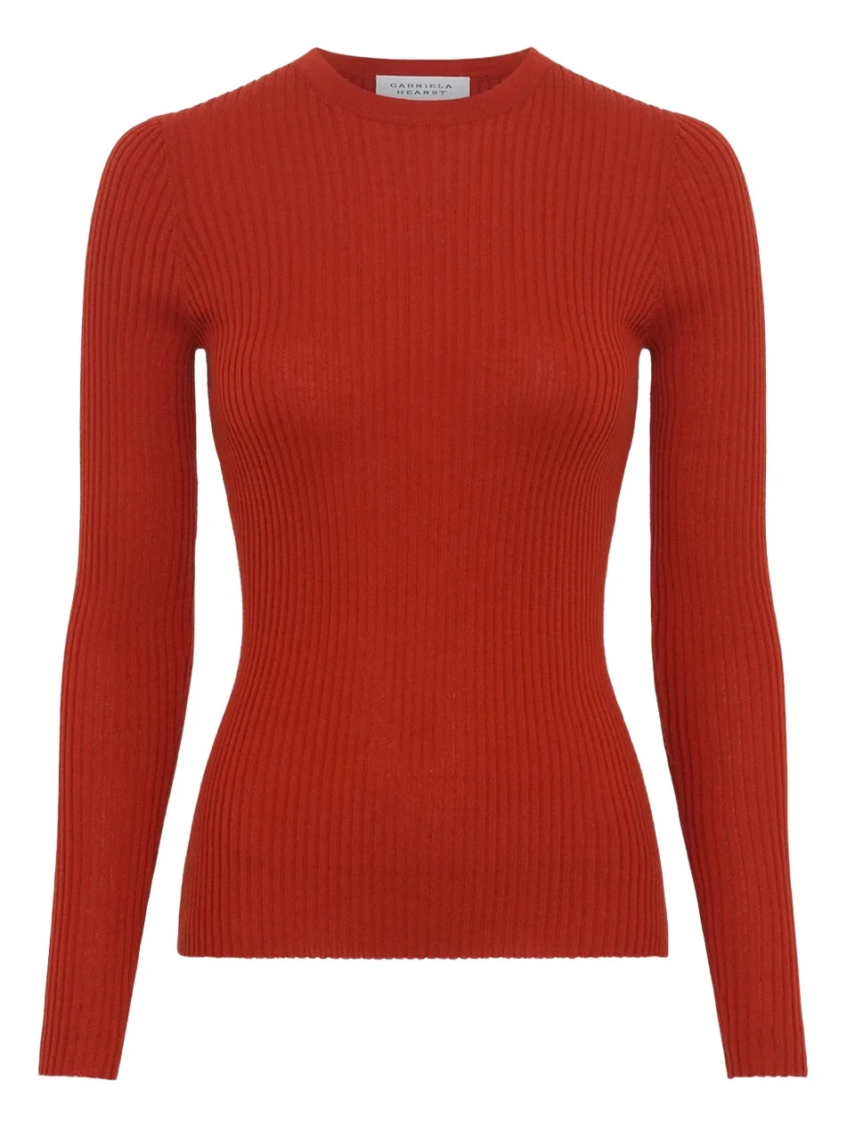 Gabriela Hearst Browning Knit Sweater in Antelope Orange Cashmere Silk