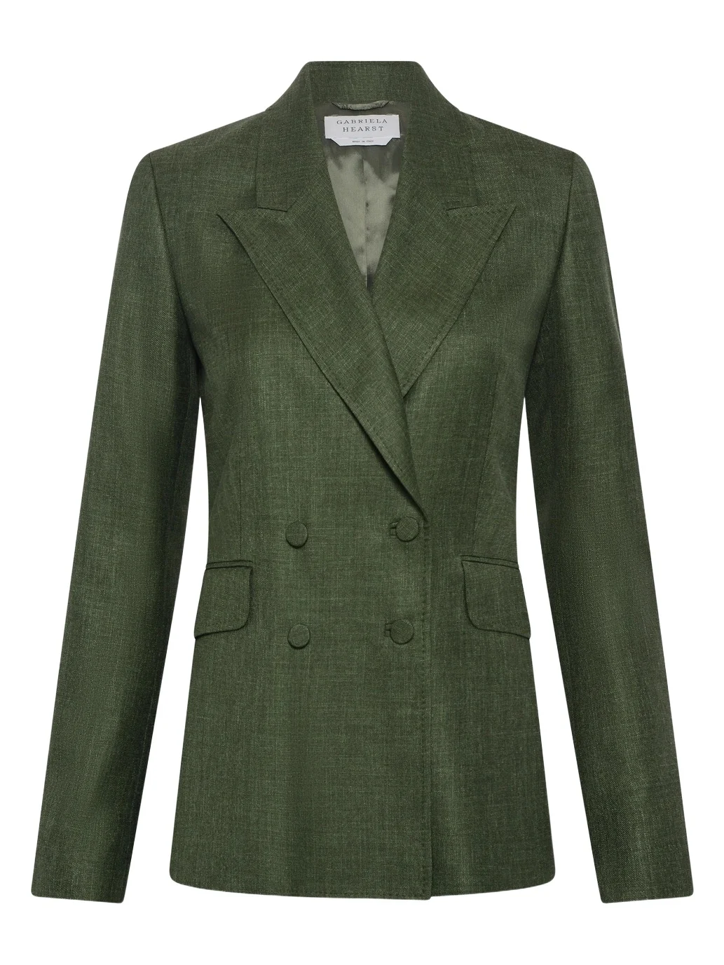 Angela Blazer in Olive Virgin Wool Silk with Linen