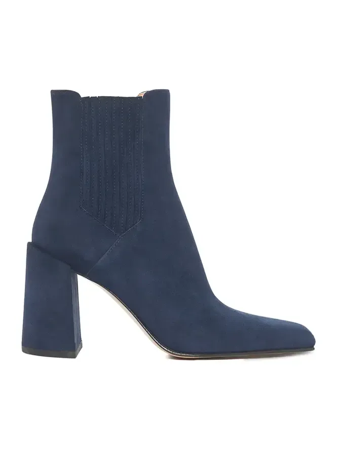 Luke High Heel Ankle Boot in Navy Suede Luke High Heel Ankle Boot in Navy Suede