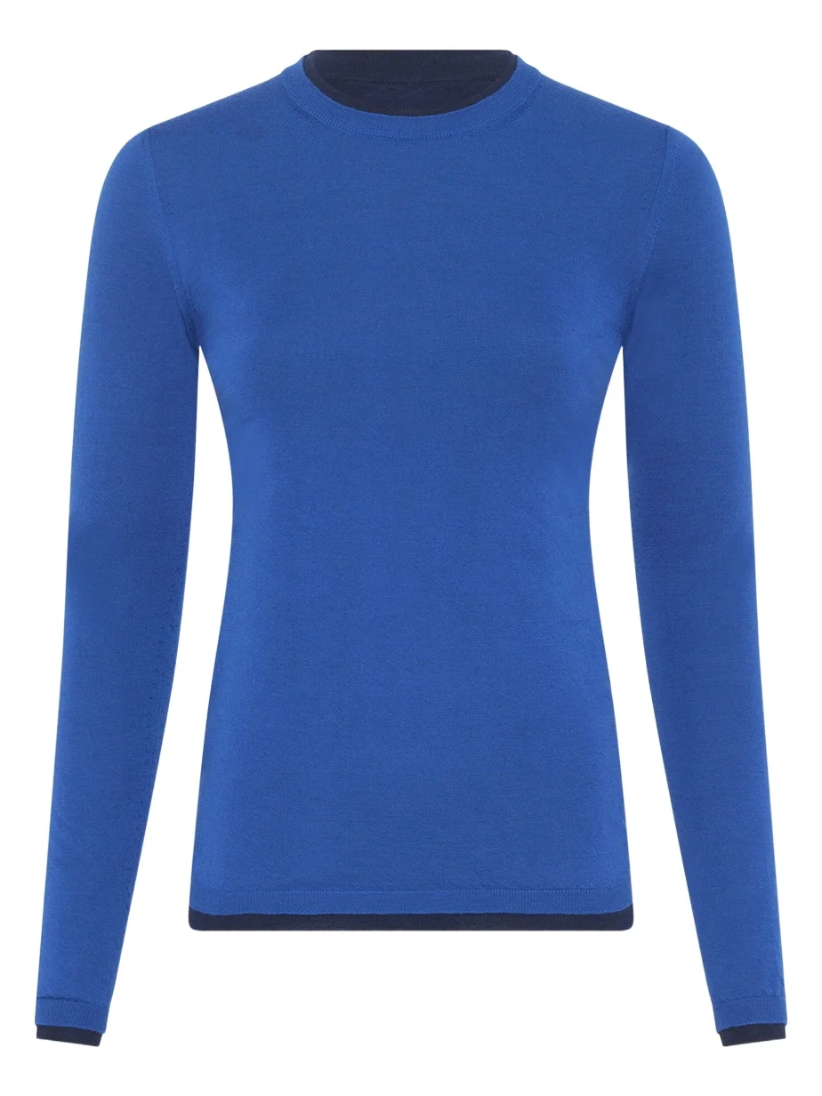 Leif Reversible Knit Sweater in Electric Navy & Cobalt Cashmere Silk Leif Reversible Knit Sweater in Electric Navy & Cobalt Cashmere Silk