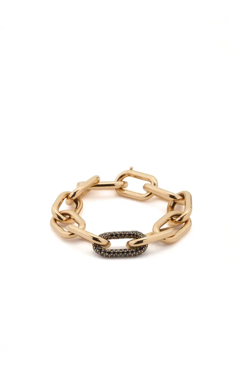 Gabriela Hearst Pave Link Bracelet in 18K Yellow Gold & Black Diamonds (Classic Links) | Image 1 Gabriela Hearst Pave Link Bracelet in 18K Yellow Gold & Black Diamonds (Classic Links) | Image 1