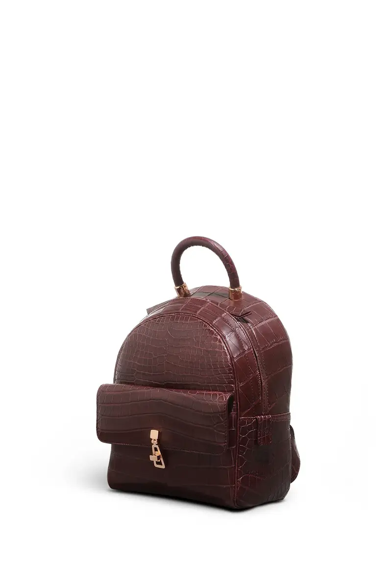 Gabriela Hearst Mini Billie Backpack in Bordeaux Crocodile Leather