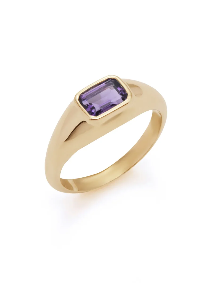 Small Ring in 18K Yellow Gold & Amethyst Stone