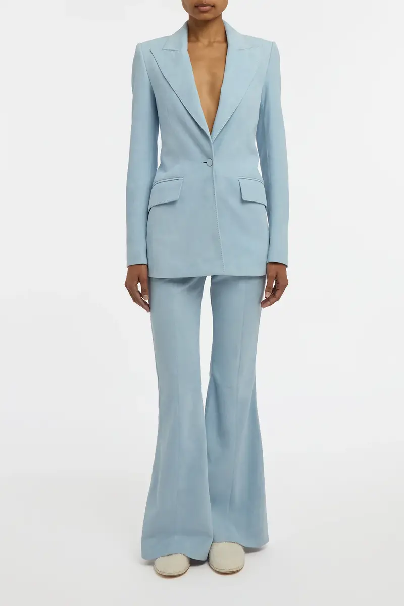 Gabriela Hearst Rhein Flare Pant in Light Blue Suede | Thumbnail 3 Gabriela Hearst Rhein Flare Pant in Light Blue Suede | Thumbnail 3
