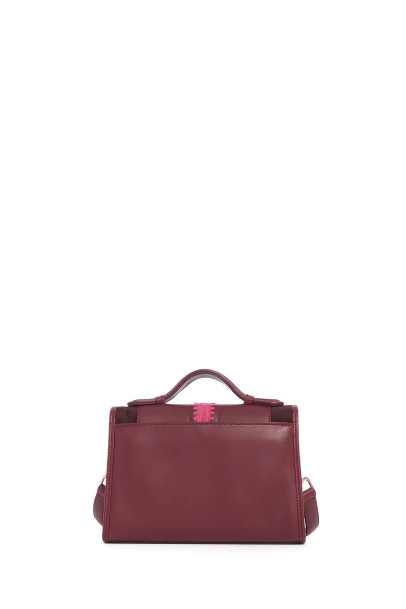 Gabriela Hearst Small Leonora Flap Embroidered Bag in Bordeaux & Fuchsia Nappa Leather | Thumbnail 4 Gabriela Hearst Small Leonora Flap Embroidered Bag in Bordeaux & Fuchsia Nappa Leather | Thumbnail 4