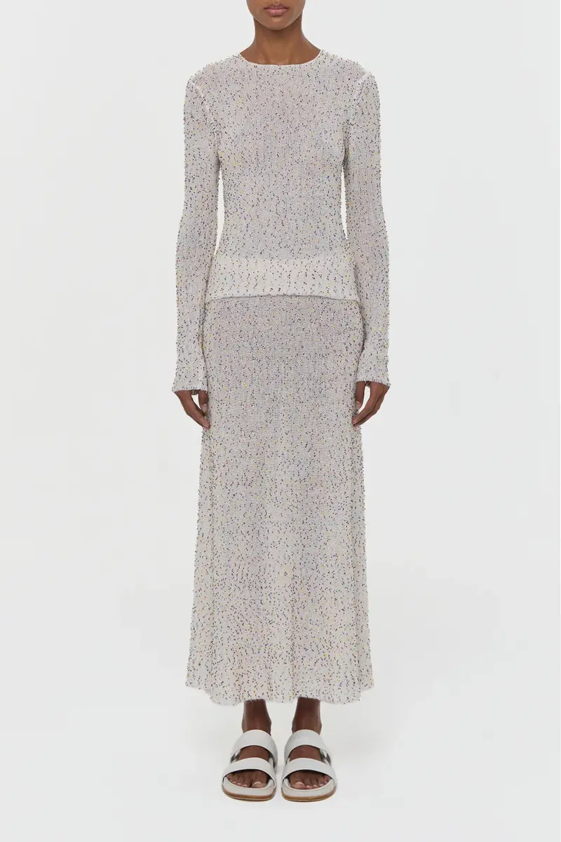 Gabriela Hearst Nello Knit Sweater in Ivory Multi Beaded Cashmere Silk | Thumbnail 2 Gabriela Hearst Nello Knit Sweater in Ivory Multi Beaded Cashmere Silk | Thumbnail 2