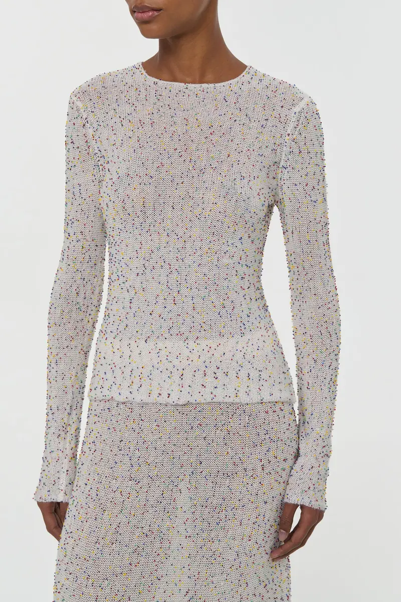 Gabriela Hearst Nello Knit Sweater in Ivory Multi Beaded Cashmere Silk | Thumbnail 5 Gabriela Hearst Nello Knit Sweater in Ivory Multi Beaded Cashmere Silk | Thumbnail 5