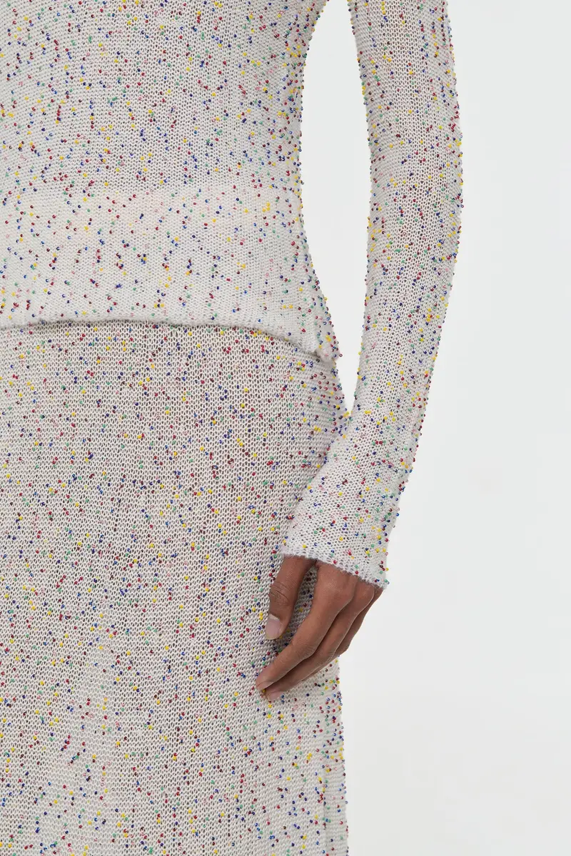 Gabriela Hearst Nello Knit Sweater in Ivory Multi Beaded Cashmere Silk | Thumbnail 6 Gabriela Hearst Nello Knit Sweater in Ivory Multi Beaded Cashmere Silk | Thumbnail 6