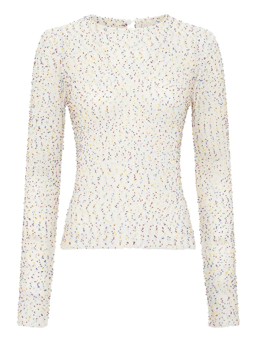 Nello Knit Sweater in Ivory Multi Beaded Cashmere Silk Nello Knit Sweater in Ivory Multi Beaded Cashmere Silk