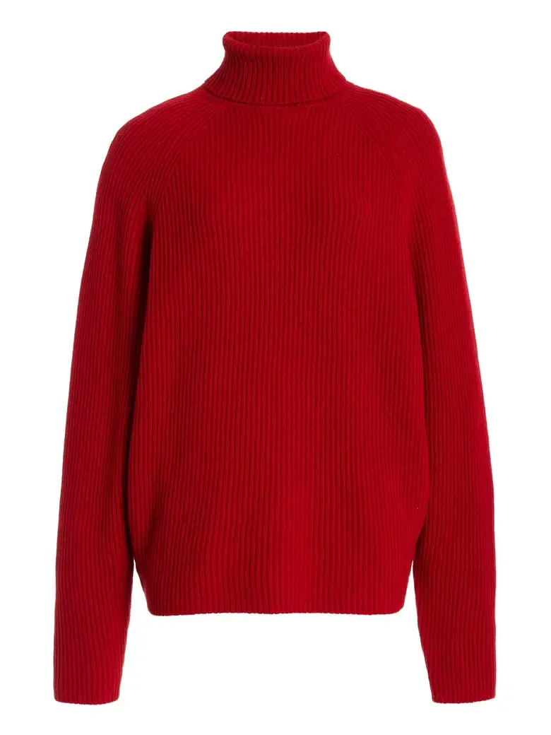 Gabriela Hearst Wigman Knit Turtleneck Sweater in Scarlet Red Cashmere